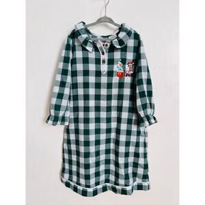 Disney Girls Minnie Mouse Nightgown Pajama Dress Size 7/8 Plaid Holiday Daisy